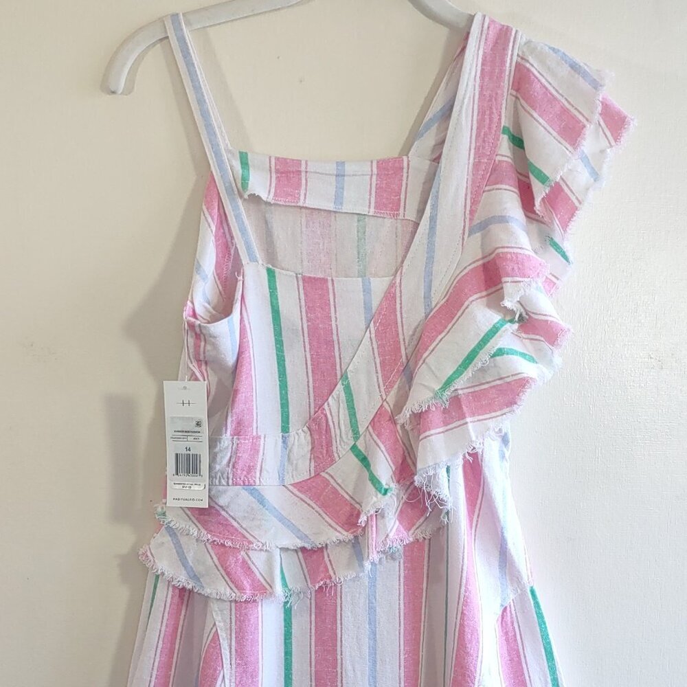 Habitual Girl's Striped Linen Dress Size 14  Euro Summer Special Occasion - Picture 7 of 10